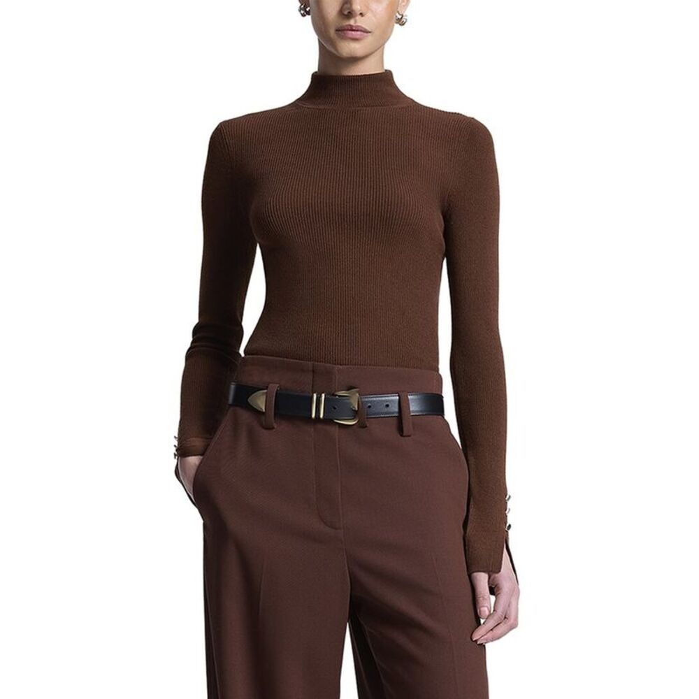 A.L.C. Womens  Jett Wool-Blend Top, Brown